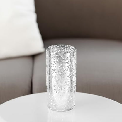 WGVI Hurricane Candle Holder Sleeve, W: 4", Ht: 8", Silver Speckled Glass Cylinder Open Both Ends, Chimney Tube Shade, 2 Pieces - color: Silver Speckle, size: 4x8"H