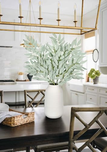 Faux Eucalyptus Stems Italian Ruscus Willow Eucalyptus Leaves 30” Long Fake Salix Leaves 6 Pack Silk Greenery Stems for DIY Bouquet Arrangements -Artificial Eucalyptus Stems - color: Italian Ruscus#1