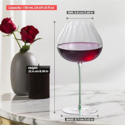 KAMMAK Crystal Red Wine Glasses Set of 2, 24.69 oz Stemmed Glasses, XY018 | Hand Blown, Bordeaux Wine Glasses, Thin Rim & Long Stem, Red & White, Daily Use, Wedding or Birthday Gift for Women - size: 8KPDSXY018