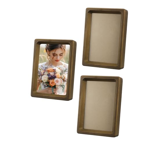 uxcell 3 x 4inch Natural Wood Photo Frames, 3pcs Mini Wooden Finish Picture Frame Tabletop Photo Frame with Mat for Desktop Display Wall Mounting, Walnut color - color: Walnut color, size: 3 x 4inch