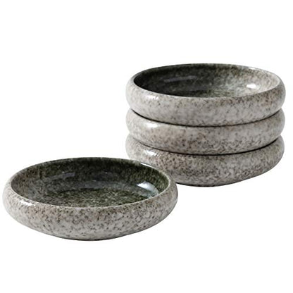 Uaral Salad Plate Appetizer Plate Stoneware Serving Dishes,Japanese Dish Set of 4,5.5 inch 14 oz (Emerald Green) - color: Green