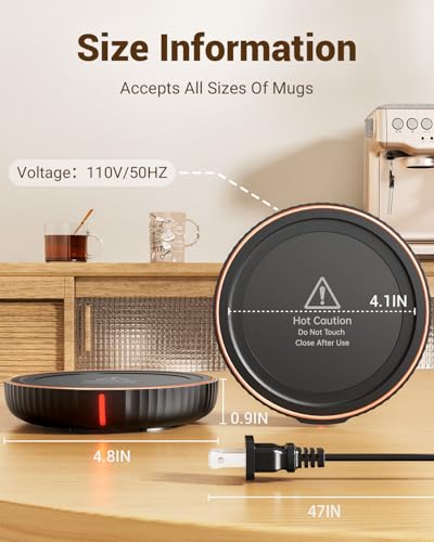 HouseGem Large Candle Warmer Plate - Coffee Cup Mug Warmer for Desk, Candle Melter, Electric Mug Heater for Beverages, Milk & Tea, Coffee Accessories Ideal Gifts Keep Cup Warm (Black) - color: Black