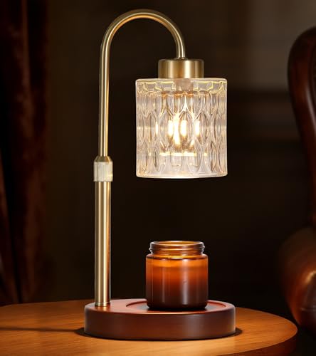 Candle Warmer Lamp with Dimmer and Timer,Home Decor Lamp for Scented Jar,Antique Brass Electric Wax Melt Warmer,Mother's Day/Birthday/Gifts Christmas for Mom/Wife,Adjustable Height,with 2 Bulbs - color: Antique brass Drum