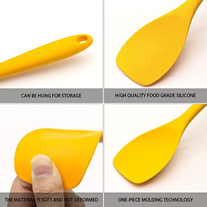 11 Piece Cooking Kitchen Utensils Set, Yellow Cooking Utensils Set, Non-Stick Silicone Spatula Set with Iron Utensils Holder, Silicone Kitchen Gadgets Utensil Set (Yellow)