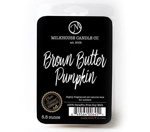 Milkhouse Brown Butter Pumpkin Soy Wax Melts for Wax Warmer, 5.5 oz | Clean-Burning, Premium Fragrance Oil, Made in the USA - color: Brown Butter Pumpkin