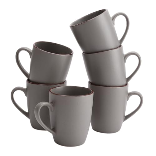famiware Venus Coffee Mugs for 6, 14 oz Mug Set, Dringking Cup with Handle for Coffee, Tea, Cocoa, Milk, Dark Grey | Coffee Mug with Handle for Tea, Latte, Cappuccino, Cocoa, Milk, Microwave and Dishwasher Safe, Dark Grey - color: Dark Gray, size: 6pcs