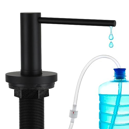 Upgraded Matte Black Soap Dispenser for Kitchen Sink, Stainless Steel Countertop Pump, Built in Sink Soap Dispenser with 47" Extension Tube kit - color: Matte Black