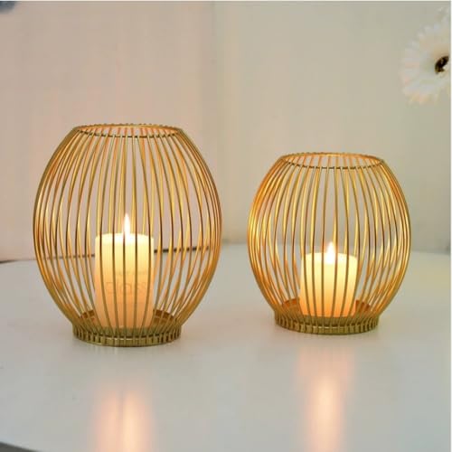 Metal Columnar Candlesticks Iron Lantern Decorations