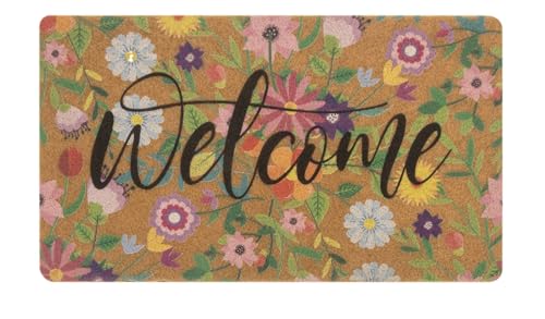 Spring Welcome Door-Mats Floral Coir Doormats - 30"x17"Non Slip Large Indoor Colorful Welcome Doormat for Entryway Outside Yard Home Decoration - color: Hello Spring