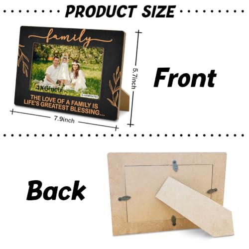 Family Gifts, Wooden Picture Frame - The Love of a Family is Life's Greatest Blessing, Gift for Dad, Mom, Grandparents, Father, From Son, Daughter, Rustic Photo Frames 4 x 6-Nature Wood Texture A4 - color: Color 05