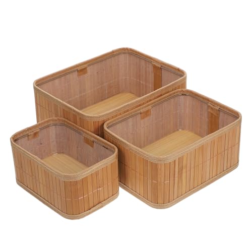 Baluue 3pcs Storage Basket Set with Three Sizes, Small Rattan Nesting Baskets for Organizing Bedroom, Bathroom, Laundry Room, or Kitchen, Space Saving and Multifunctional Storage Bins