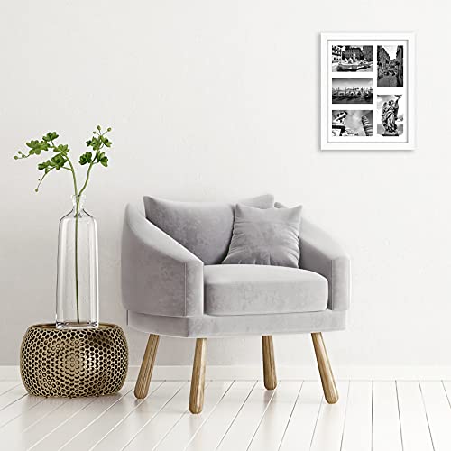 Americanflat 4x6 Collage Picture Frame with Shatter-Resistant Glass - Fits Five 4x6 Photos or Use as One 11x14 Picture Frame - Signature Collection - Collage Frames for Wall Display - White | Overall frame size 11x14, Shatter-resistant glass, hangs vertic