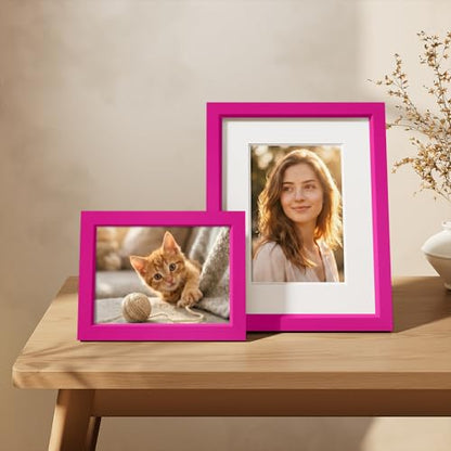 Vittanly Solid Wood 8x10 Picture Frames Set of 4, Rose Red | 5x7 Picture Frame with Mat, Gallery Wall Frame Set, 8 x 10 Frame for Wall & Tabletop Display, Family, Pet, Christmas - color: Rose Red, size: 8x10