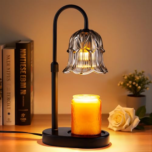 Candle Warmer Lamp Adjustable Timer Electric－ Gray Flower Shaped Wax Melting Lamp - color: Gray