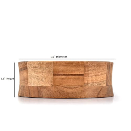 Handcrafted Acacia Wood Centerpiece Bowl – Decorative Wooden Bowl for Home Décor, Dining Tables & Living Rooms – Rustic Farmhouse Accent Décor (10" X 10" X 2.5")