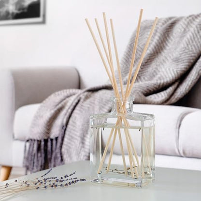 Reed Diffuser Set, Eucalyptus Sage - Bathroom Shelf Décor | Mint, Lime & Cedarwood Essential Oils, Relaxing scent, Sleek Rectangular Refillable Glass Bottle - color: Eucalyptus Sage