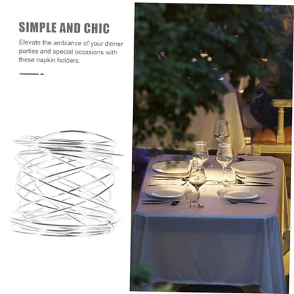 STOBAZA Silver Metal Napkin Rings Set of 6 1.77 in Round Napkin Buckles for Wedding Dinner Parties Banquet Table Settings and Family Gatherings