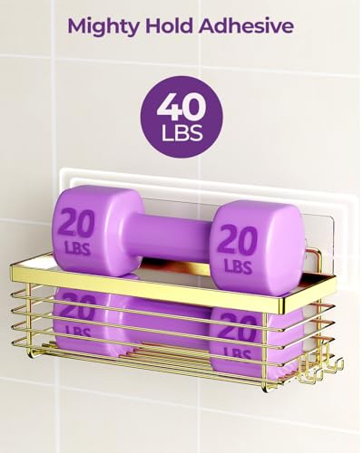 ODesign Shower Caddy Adhesive 3 Pack Stainless Steel Storage Shelves-Golden | No drilling wall mounted,rust-resistant,large capacity,quick drainage,easy to clean,suitable for bathrooms and kitchens - color: Golden