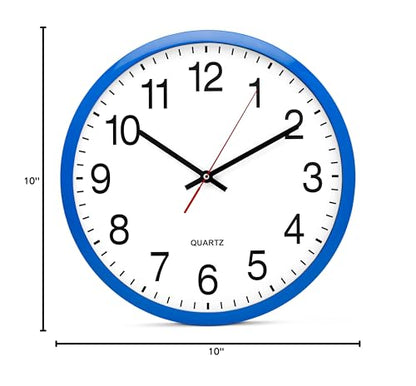 Bernhard Products Blue Wall Clock, Silent Non Ticking - 16 Inch Extra Large Quality Quartz Battery Operated Round Easy to Read Home/Office/Business/Kitchen/Classroom/School Clocks - color: Blue, size: 16 Inch