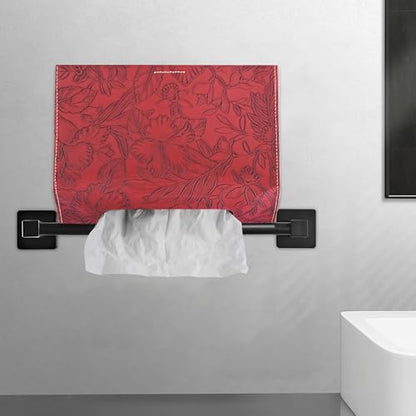 Leather Cover for Disposable Paper Hand Towel Box, Compatible with Kleenex Paper Hand Towel(1-Carved Dark Red) - color: 1-carved Dark Red