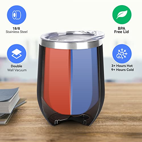 DOMICARE Stainless Steel Wine Tumbler Bulk with Lid, Personalized Insulated Tumblers Set, 12oz Travel Coffee Cups Pack of 1, Black - color: Black, size: 1 Count (Pack of 1)