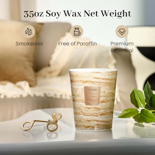 M&SENSE Extra Large Candle 35oz 150H TobaccoVanilla Scented Candle, 3 Wick Highly Scented Jar Candle, XL Candles Gift for Stress Relief, Meditation, Yoga - color: TobaccoVanilla, size: Large