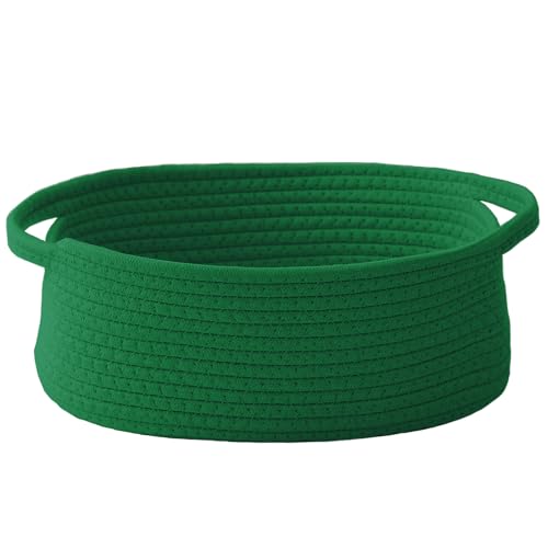 JMvicyroam Small Woven Basket, Empty Gift Basket, Green/1 Pack | Small Gift Basket, Cotton Rope, 12 x 8 x 18 in, Handles, Includes Ribbon and Bag, Birthday Gift Basket - color: Green, size: 1 Pack