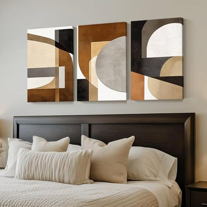 Wivsev Neutral Abstract Wall Art,Black and Beige Canvas Wall Art,Modern Brown Wall Decor,Minimalist Abstract Painting for Bedroom,Living Room,Office (24" x 36" x 3 pcs) - size: 24" x 36" x 3 pcs