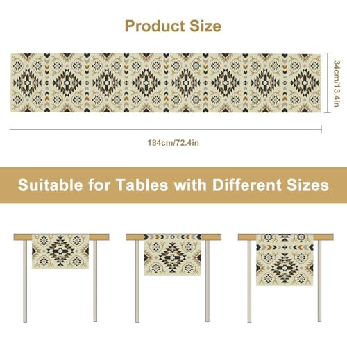 Aztec Geometric Ethnic Table Runner, Western Traditional Style Table Runner for Kitchen Family Dinner Table Holiday Party Farmhouse 13x36in - color: Aztec-1, size: 13x36in