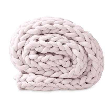 Chunky Knit Blanket (50 x 60 Inches) Warm Soft Cozy for Lounge Sofa & Bedroom, Handmade Knitted Yarn Throw Blanket (White, 1) - color: White