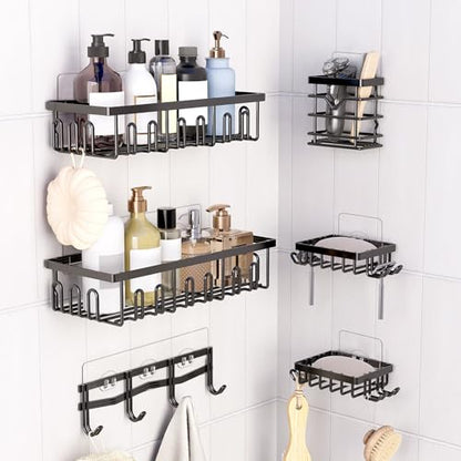 4 Pack Shower Shelf Adhesive Replacement, No Drilling Transparent Adhesive Hooks Stickers, Strong Wall Hook Strip for Shower Caddy Basket and Bathroom Shelf, Kitchen Racks (3 Hooks) - color: Transparent-4 Pack