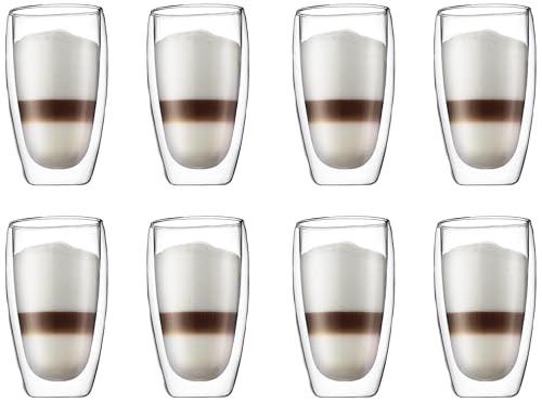 Bodum 15oz Pavina Double Wall High-Heat Borosilicate Glass, Set of 2, Clear (Pack of 4) - size: 15 oz (Pack of 4), style: Set of 2