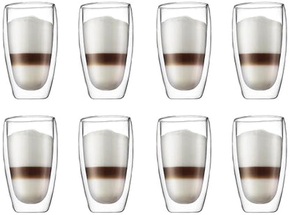 Bodum 15oz Pavina Double Wall High-Heat Borosilicate Glass, Set of 2, Clear (Pack of 4) - size: 15 oz (Pack of 4), style: Set of 2