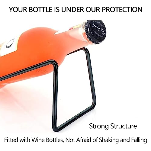 SuproBarware Stainless Steel Single Bottle Wine Rack - Set of 6, Stylish Bottle Organizer for Countertop or Dining Table - color: Black 6