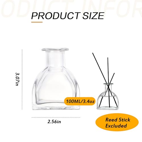 100ml 3.4 Fl Oz Square Glass Diffuser Bottles, DIY Replacement Reed Diffuser Jars, Fragrance Accessories for Diffuser Sets - size: 100ml