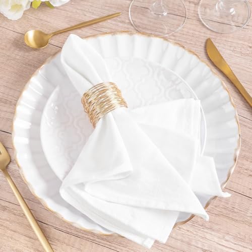 Ivory White Cotton Linen Cloth Napkins Boho Rustic Dinner Napkins Cloth | 16"×16",Set of 8 Cloth Napkins Bulk,Washable Dinner Napkins for Wedding Party Baby Bridal Shower Birthday Table Decor - color: White, size: 16" x 16" (Set of 8)