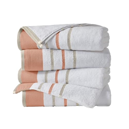 Great Bay Home Decorative Bath Towel Set - Cotton 4 Pack 54x27 Bath Towel Set - Durable Towels for Bathroom Decor (Dusty Rose/Cappuccino) - color: Dusty Rose / Cappuccino, size: Bath Towel (Pack of 4)