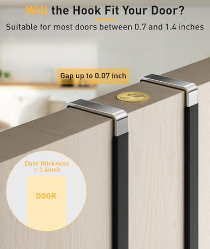 Optish 8 Pack Over The Door Hooks, Door Hanger Hook, Towel Hooks for Hanging, Towel Hanger for Bathroom, Fit 1 3/8" Door Black, Dorm Room Essentials