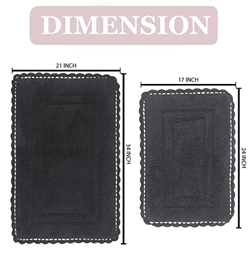 Home Weavers Casual Elegance Reversible Bathmat 100% Cotton Bathroom Rugs Set, Washable Rug, Extra Soft and Absorbent Bath Rug, Kitchen Mat, Bath Mat Set, Non Slip Mat, 2 Piece Set(S+M), Gray - color: Grey, size: 1'9" x 2'10" (Rectangular)