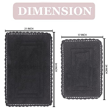 Home Weavers Casual Elegance Reversible Bathmat 100% Cotton Bathroom Rugs Set, Washable Rug, Extra Soft and Absorbent Bath Rug, Kitchen Mat, Bath Mat Set, Non Slip Mat, 2 Piece Set(S+M), Gray - color: Grey, size: 1'9" x 2'10" (Rectangular)