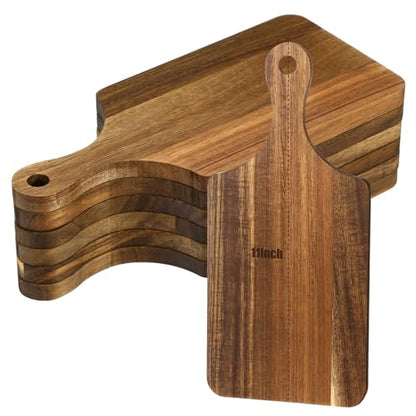 Didaey 6 Pcs Cutting Board Bulk Kitchen Thicken Chopping Platter with Handles Wooden Charcuterie Serving Trays Blank Wood Boards for Engraving Wedding Housewarming(Acacia Wood,11 x 5 Inch) - size: 11 x 5 Inch