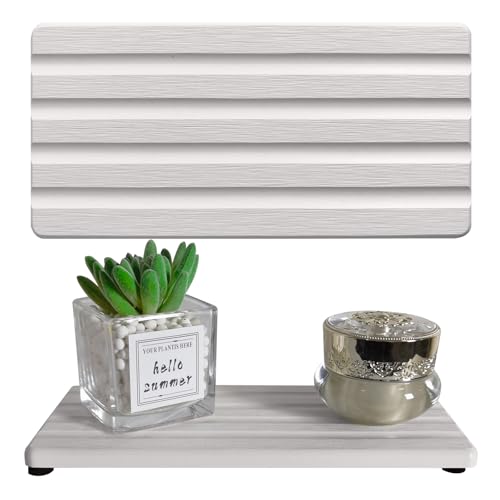 Diatomite Soap Dish Holder Water Absorbing Stone Tray Bathroom Countertop | 2PCS, 7.9" x 4", Fast Drying, Kitchen Sink Organizer, Vanity Tray, Diatomaceous Earth Coaster, Sponge Holder, Sink Caddy - color: White, size: 7.9" x 4" (20 x 10cm)