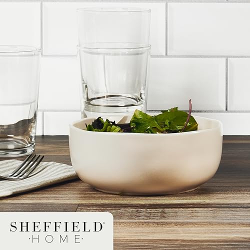 Sheffield Home Large Stoneware Cereal Bowls - Set of 6, 28oz Capacity - Dishwasher & Microwave Safe - 6" Diameter, Stylish & Functional for Everyday Use – Blush - color: Blush