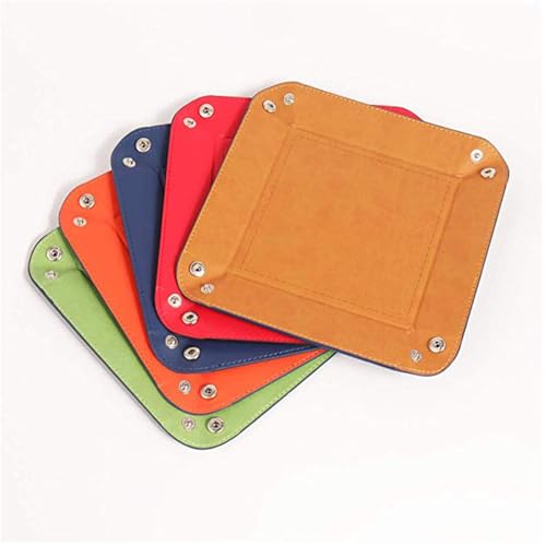 Valet Tray Desktop Storage Organizer, Vegan Leather Catchall Tray Bedside Vanity Tray Nightstand Caddy Holder for Remote Controller, Watch, Keys, Phone, Wallet, Sunglasses, Jewelry, Khaki - color: Khaki