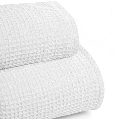100% Cotton Waffle Weave Blanket, King Size 90 x 108 Inches, 300 GSM Lightweight Breathable Cooling Bed Blanket for Summer & All Season, Soft Woven Blanket, White - color: White, size: 90x108-King
