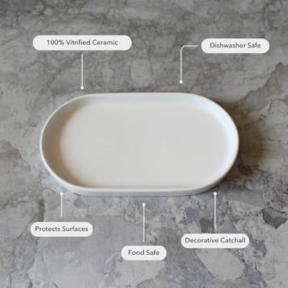 Elegant Ceramic Kitchen Sink Caddy, Bathroom Countertop Tray, Ceramic Vanity Tray - Durable, Heat-Resistant Design for Keys, Jewelry, and More - Dishwasher Safe, 7.5" x 4.1" x 0.8" - size: 7.5" x 4.1" x 0.8"