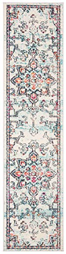 SAFAVIEH Madison Collection Area Rug - 2' x 3', Cream & Blue, Boho Chic Distressed Medallion Design, Non-Shedding & Easy to Clean, Ideal for Ideal for Front Door, Kitchen, Entryway, Foyer (MAD473B) - color: Cream/Blue, size: 2' x 3' (Rectangular)