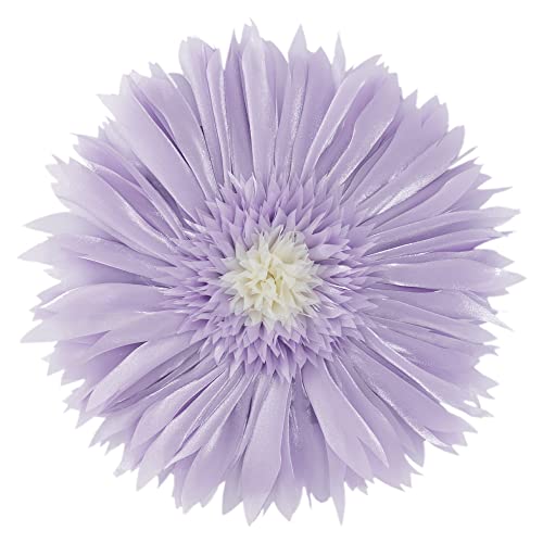 3D Flower Pillow Decorative Throw Pillow with Insert for Sofa Bed Couch Handmade Daisy Round Floral Accent Cushion Elegant Satin Pillow for Boho Farmhouse Home Decor 12 Inch Lavender Purple - color: Lilac