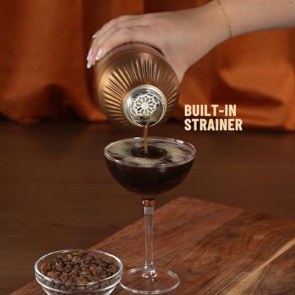 Diamond Edition Hybrid Cocktail Shaker Set, Brushed Copper, 28 oz | Diamond Edition Hybrid Cocktail Shaker Set with Vacuum Insulated Stainless Steel, Brushed Copper, 28 oz - color: Brushed Copper