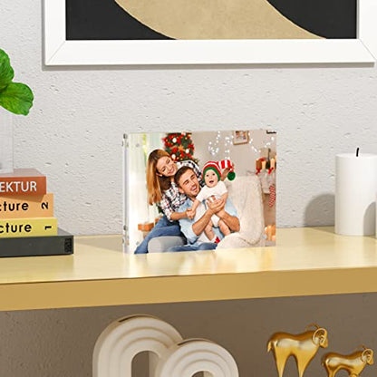NIUBEE 5x7 Acrylic Frame, Clear Picture Frame 20% Thicker Block,Frameless Acrylic Frames Double Sided,Magnetic frames Display Desktop for Office/Home - size: 5x7"(1 Pack)